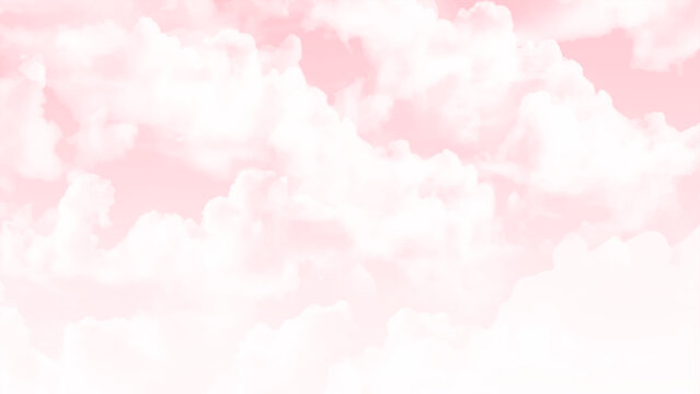 Cumulus clouds as a background in pink and white. Pink sky cloud. 