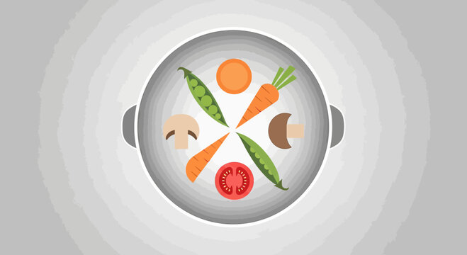 Vibrant vegetable assortment in a pot preparing delicious and healthy food composition