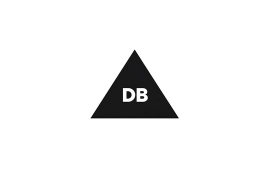A black triangle logo with white letters DB on a plain white background