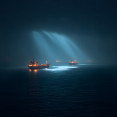 Fototapeta premium Strait of Hormus and lots of cargo ships