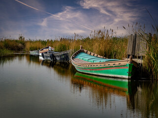 Obraz premium Boats in the Albufera of Valencia (Spain) 