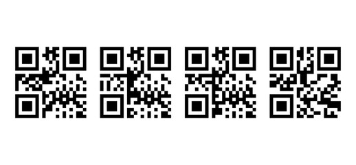 Fototapeta premium Black Qr code icons for digital marketing on white Square qr codes for web and mobile use background 