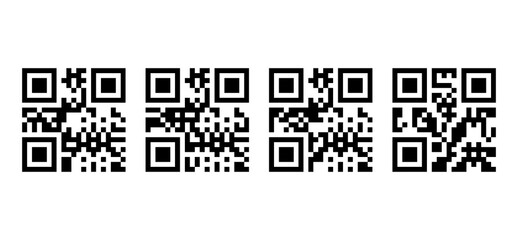 Fototapeta premium Black Qr code icons for digital marketing on white Square qr codes for web and mobile use background 