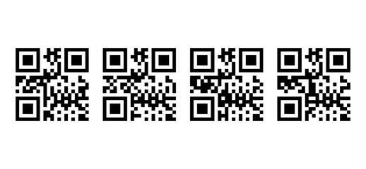 Fototapeta premium Black Qr code icons for digital marketing on white Square qr codes for web and mobile use background 