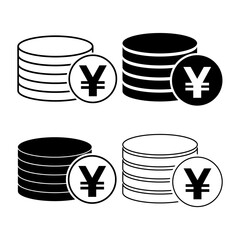 Set of Yuan stack coin, flat icon money design, cash sign vector illustration .