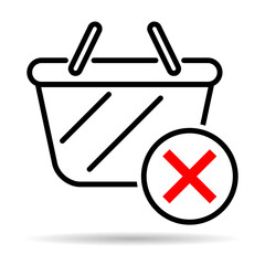 Shopping bag line shadow icon, supermarket paper plastic package sign, eco shop vector .