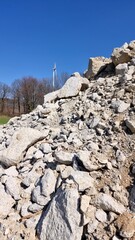 recycled concrete following the dismantling of a wind turbine foundation