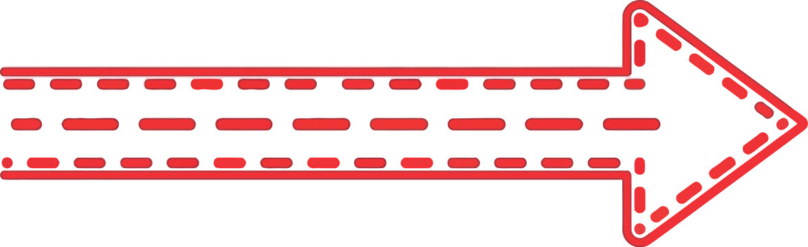 A red dashed arrow points to the right on a white background with dotted lines.
