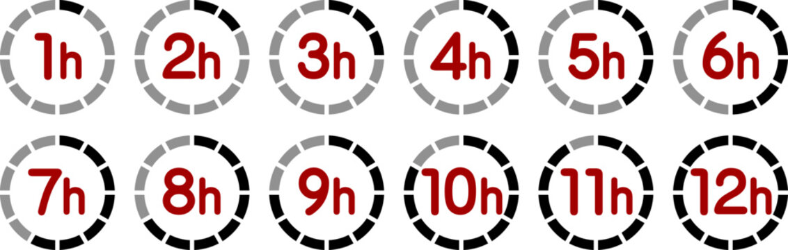 時間を示すアイコン（1h/2h/3h/4h/5h/6h/7h/8h/9h/10h/11h/12h）
