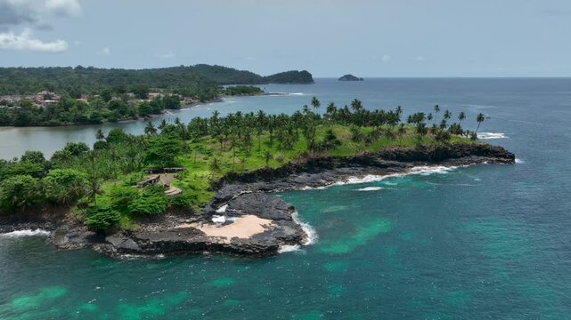 Boca do Inferno on S&atilde;o Tom&eacute; and Pr&iacute;ncipe, drone perspective