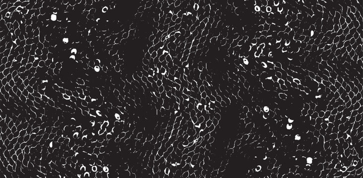 Snakeskin pattern imitation. Lines and spots structural texture. Cool and artsy faux leather background. Abstract vector illustration. Black isolated on white. EPS10 