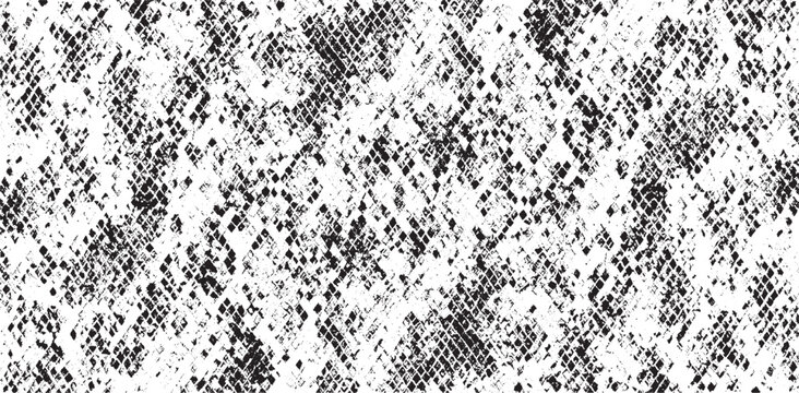 Snakeskin pattern imitation. Lines and spots structural texture. Cool and artsy faux leather background. Abstract vector illustration. Black isolated on white. EPS10 