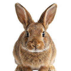 Obraz premium Frontal Portrait of a Brown Rabbit with Large Upright Ears