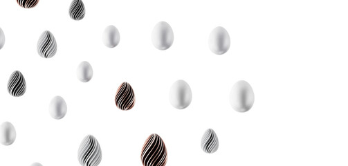 Artistic collection of decorated Easter eggs with a minimalist design, perfect for holiday greetings, events, and festiv © vegefox.com