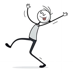 Fototapeta premium Joyful Stick Figure Dance Happy Fun Cartoon Illustration
