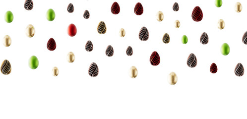 Colorful Easter eggs on a white background, perfect for holiday greetings, spring events, and seasonal design projects. © vegefox.com