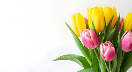 Naklejka premium Vibrant tulips celebrating may day and labor day with colorful blooms