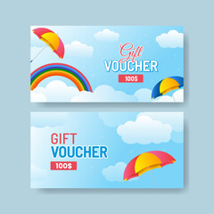 Fototapeta premium Monsoon sale discount voucher set. Monsoon banner, rainy background