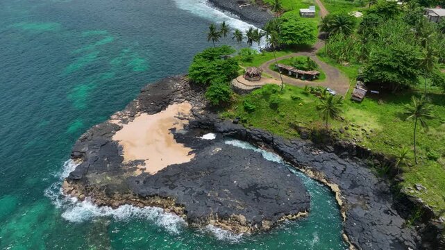 Boca do Inferno on S&atilde;o Tom&eacute; and Pr&iacute;ncipe, drone perspective