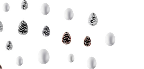 Decorative Easter eggs in different colors and designs on a pristine white backdrop.  Perfect for holiday greetings and © vegefox.com