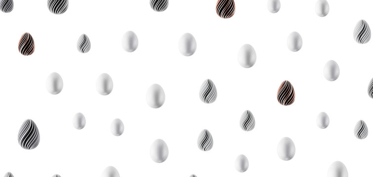 Seamless pattern of decorative Easter eggs, perfect for backgrounds, designs, and springtime visuals. Modern and abstrac