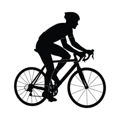 Obraz premium Silhouette of a cyclist riding a road bike, capturing motion and athleticism in a minimalist style