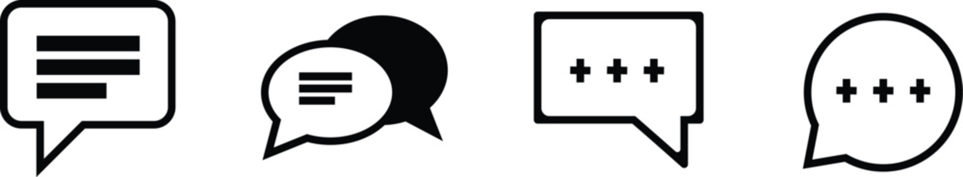Simple line icons of speech bubbles in various styles