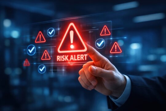 Risk Management Alert Warning System Cyber Security Threat Detection Concept