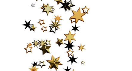 Abstract background with golden and black stars floating on a white background, perfect for celebrations and greetings. © vegefox.com