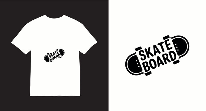 Skateboard design vector illustration with text for extreme sport enthusiasts