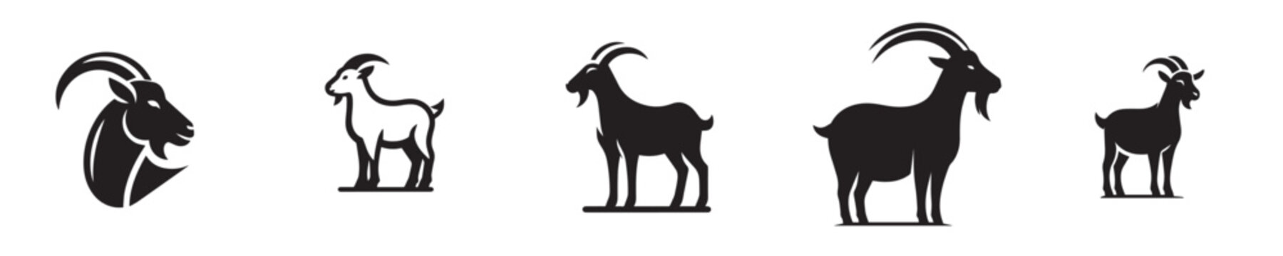 goat vector with silhouette style