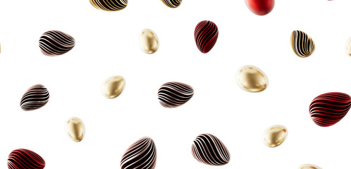 Elegant Easter eggs floating on a white background, perfect for Spring season. Great for Easter greetings or holiday des © vegefox.com