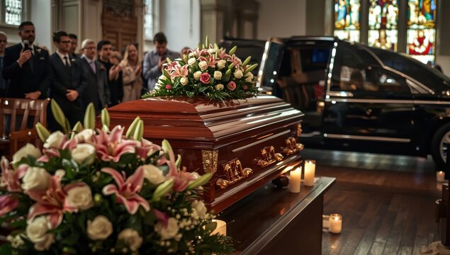 Casket at the memorial service