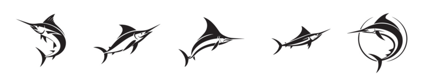 Marlin fish vector with silhouette style