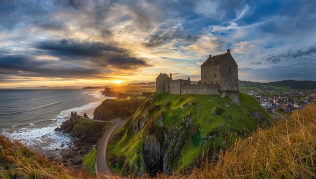 Dunnottar Castle (Aberdeenshire, Scotland) - HDR panorama of a medieval fortress