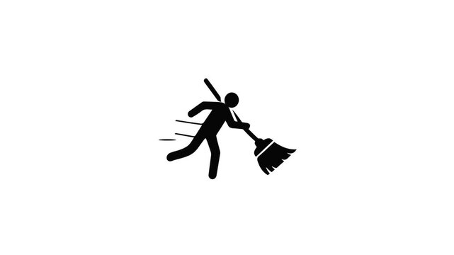 Cleaning Icon Sweeping Person Illustration