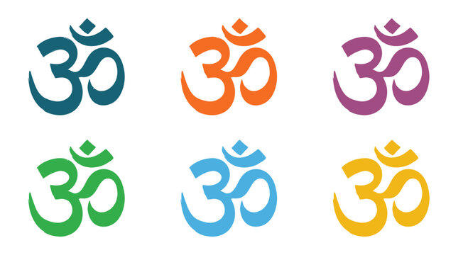 Colorful om symbols arranged in a symmetrical grid pattern