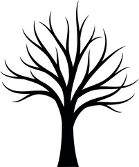 Obraz premium Black bare tree silhouette on white background