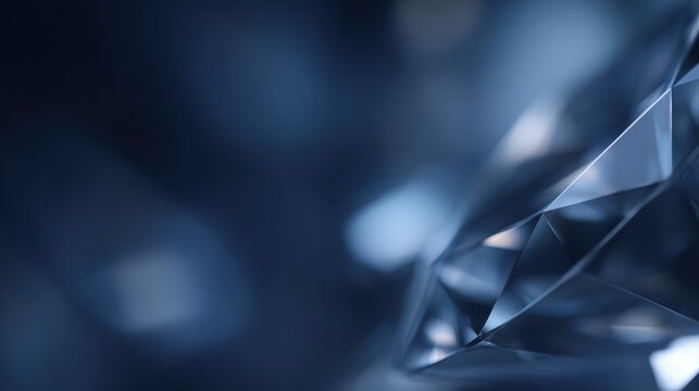 Diamond surface macro on dark blue background with intricate reflections, luxury abstract texture