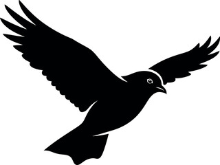 Obraz premium Black bird silhouette in flight white