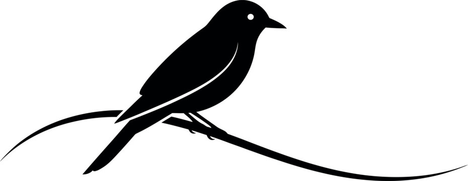 Black bird perched on a curved line