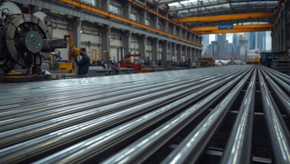 Fototapeta premium Piled handrails in the production zone.