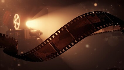 Fototapeta premium Retro 8mm film border with texture and light flares.