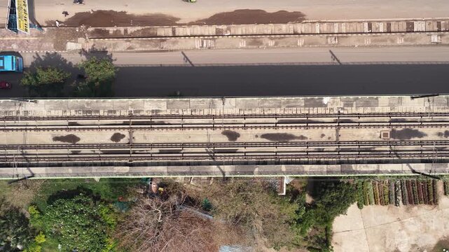 top view of track of delhi metro