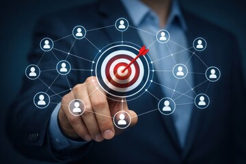 Fototapeta premium AI Target Marketing Strategy with Customer Network Connection and Precision Audience Engagement Concept 