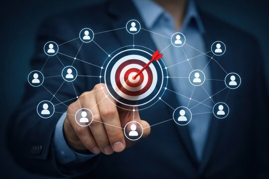 AI Target Marketing Strategy with Customer Network Connection and Precision Audience Engagement Concept
