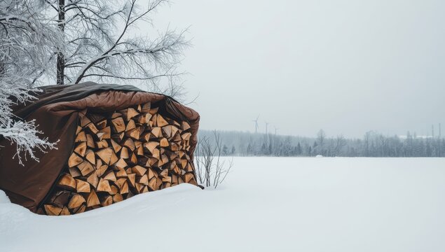 Wood storage in snowy conditions