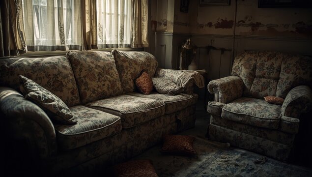 Worn-out couch