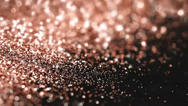 Rose Gold Glitter and Stars on Dark, Rose gold glitter and stars scattered on a dark