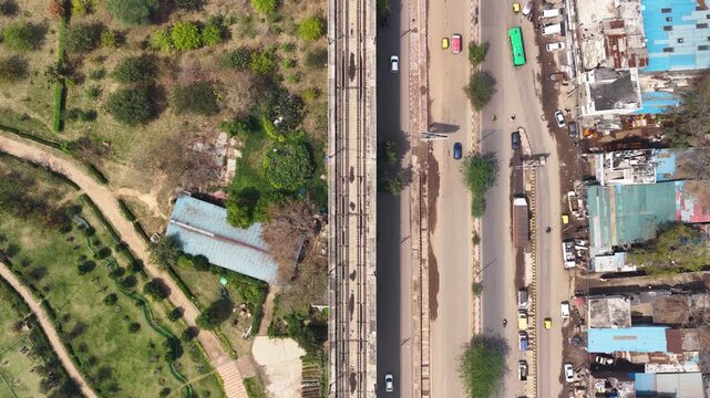 Delhi metro track footage captured with drone